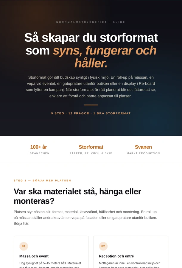 Förhandsvisning av guiden Så skapar du storformat som syns, fungerar och håller (PDF)